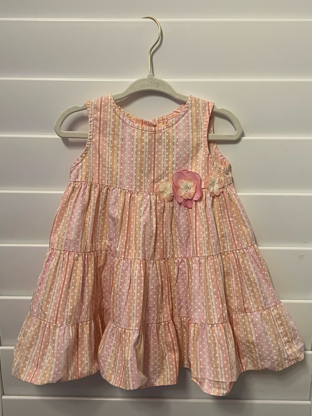Sophie Rose 12M Cotton Tiered Sundress Floral Appliqué